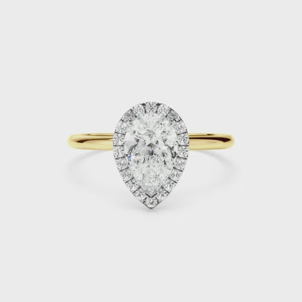 Pear Cut Diamond Halo Engagement Ring
