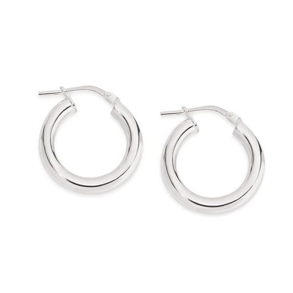 Silver polished hoops 12mm