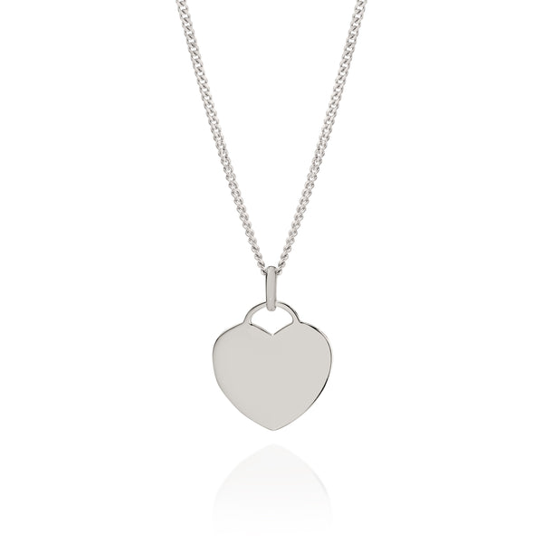 Silver engravable heart disc pendant
