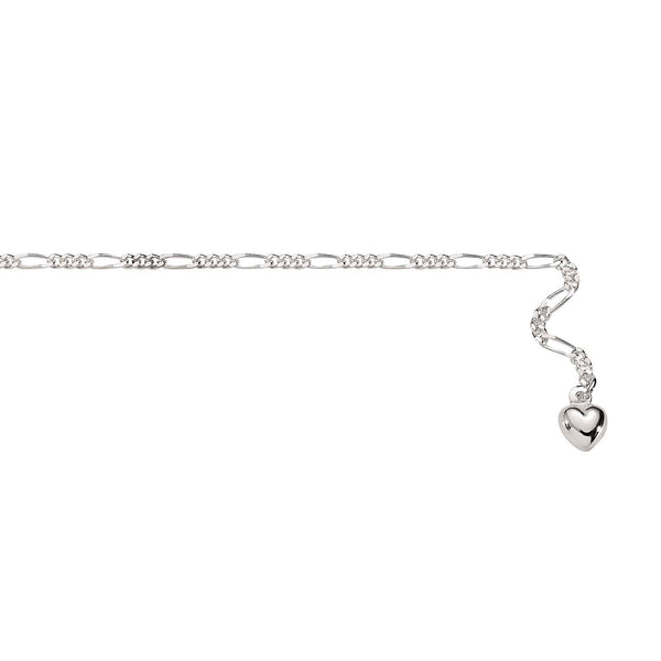 Silver figaro heart anklet