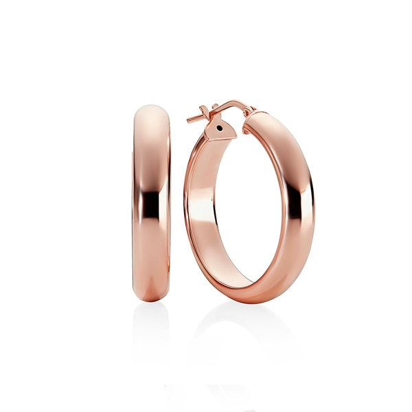 Silver rose gold plated half round hoops 20mm