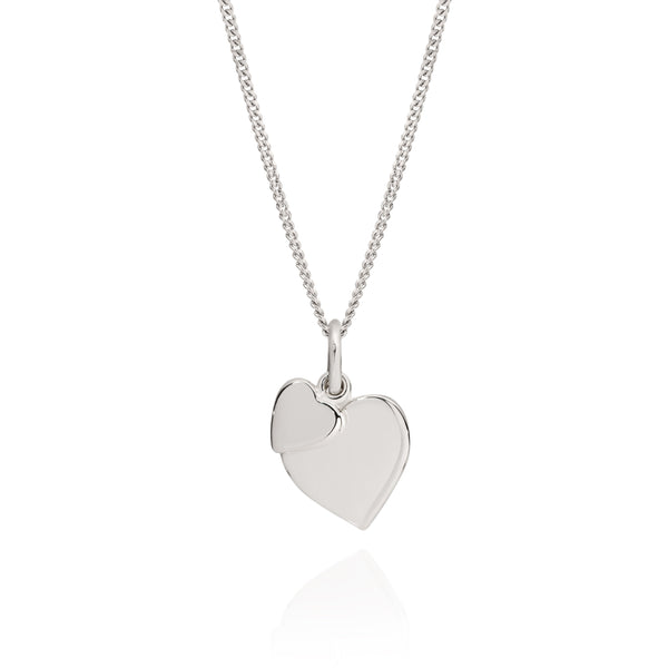 Silver double heart pendant