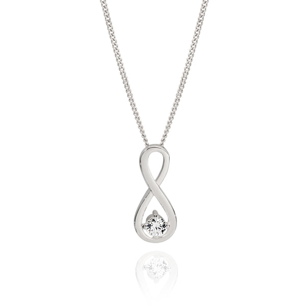 Silver cubic zirconia infinity pendant