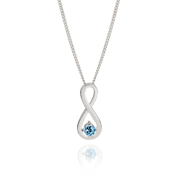 Silver blue CZ infinity pendant