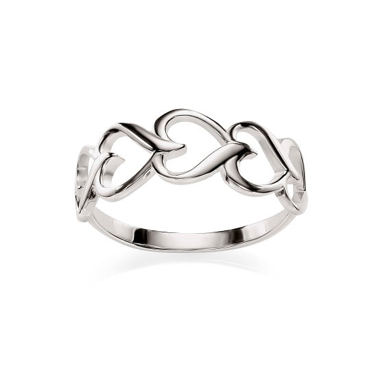 Silver hearts ring