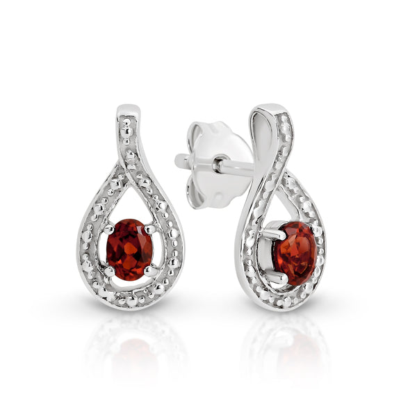 Silver garnet & diamond earrings