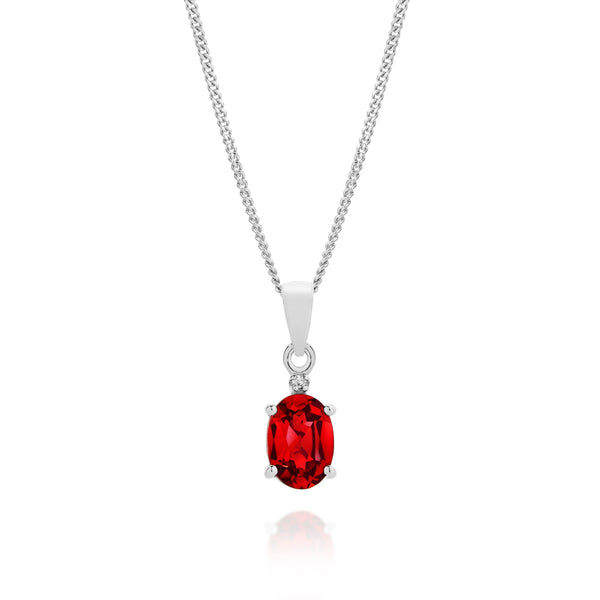 Silver cr ruby & diamond pendant