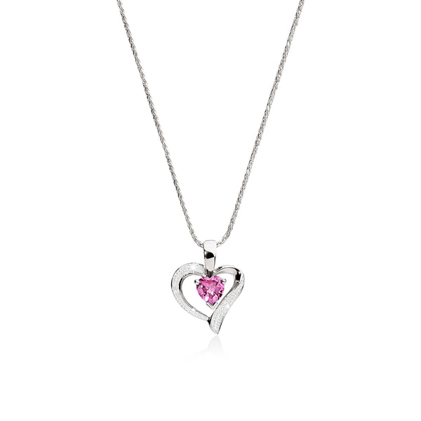 Silver cr pink sapphire & diamond pendant