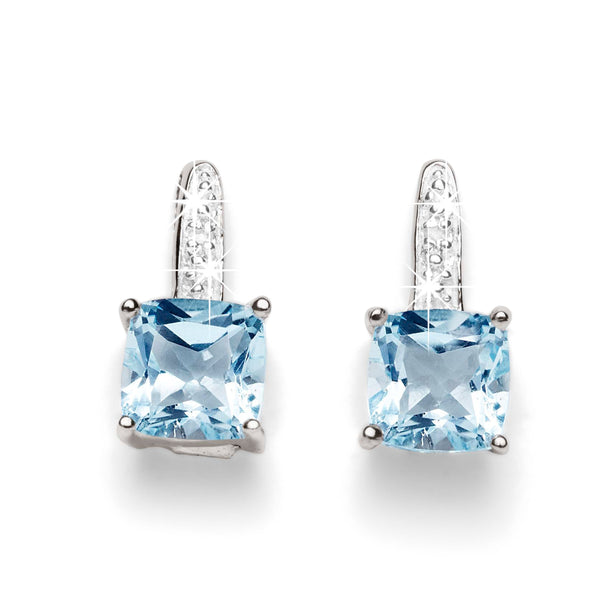 Silver blue topaz & diamond earrings