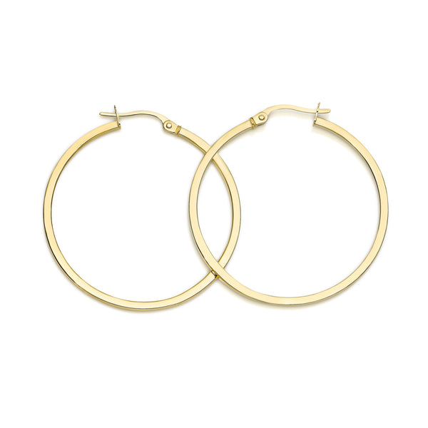 9ct gold square tube hoops 30mm