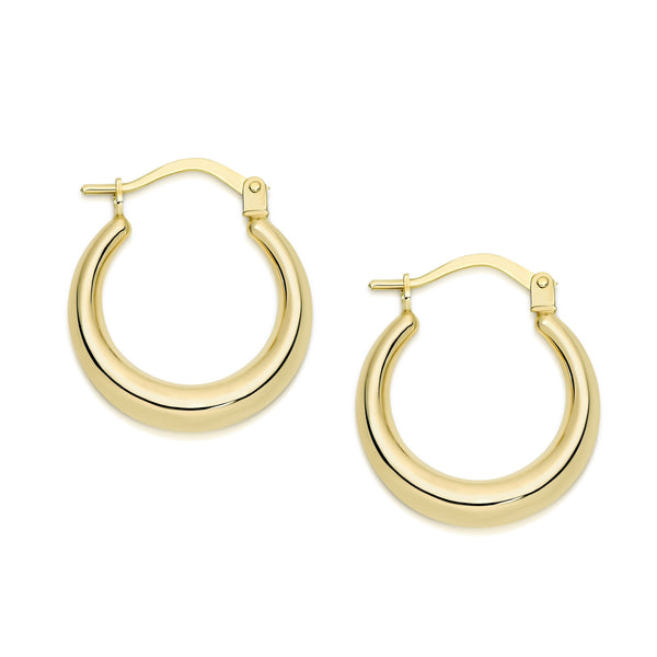 9ct gold tapered hoops 12mm