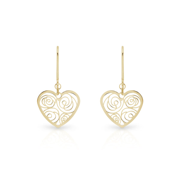 9ct gold heart earrings