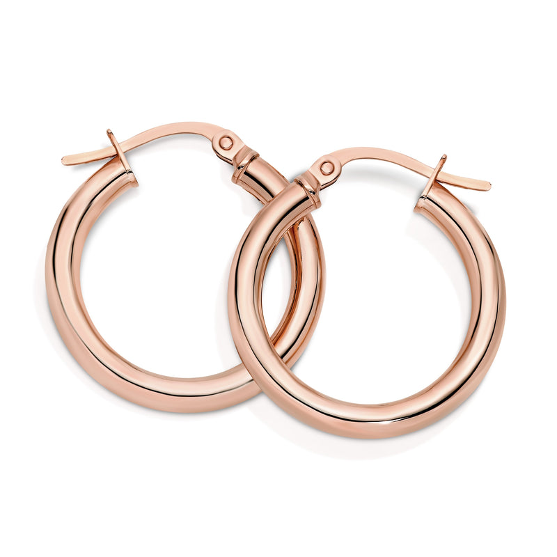 9ct rose gold hoops 15mm