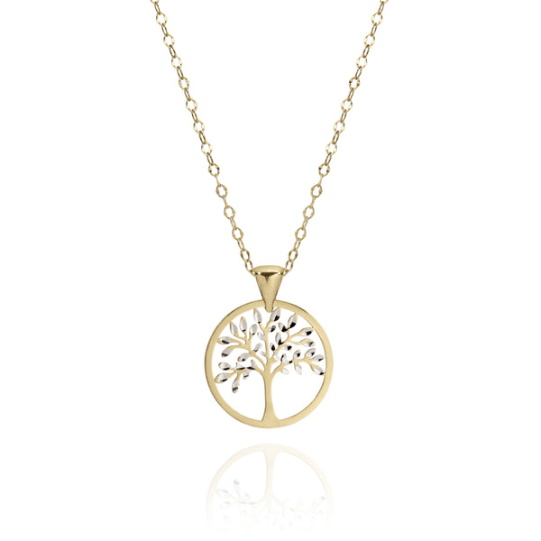 9ct gold tree of life necklace 45cm