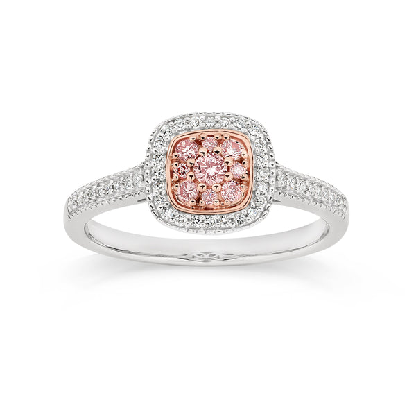9ct white gold 0.33ct Australian pink diamond ring