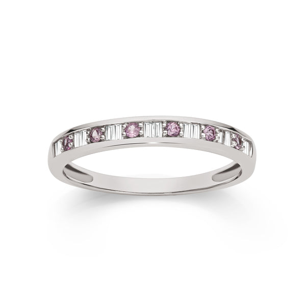 9ct white gold pink sapphire & diamond ring