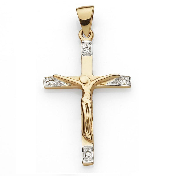 9ct gold diamond crucifix pendant