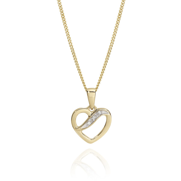 9ct gold diamond heart pendant