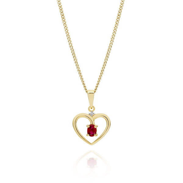 9ct gold ruby and diamond pendant