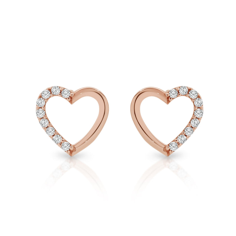 9ct rose gold heart studs