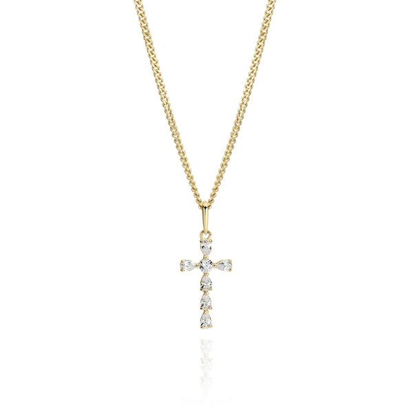 9ct gold stone set cross pendant