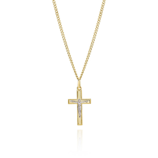 9ct gold 2 tone crucifix pendant