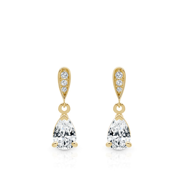 9ct gold stone set drop earrings