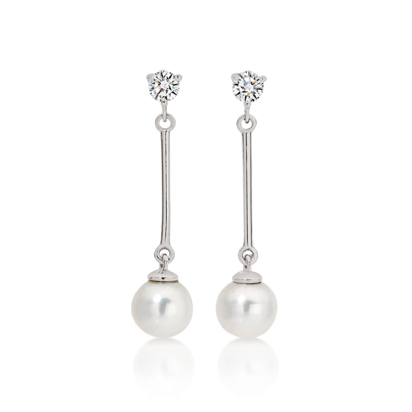 9ct white gold pearl drop earrings