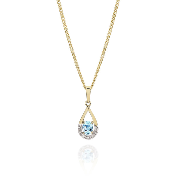 9ct blue topaz & diamond pendant
