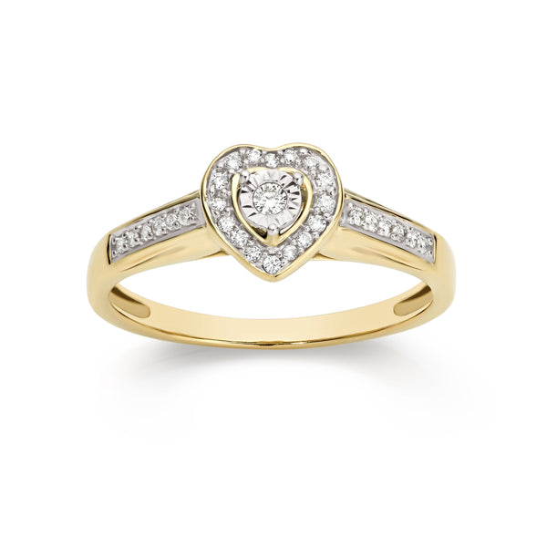 9ct 0.15ct diamond heart ring