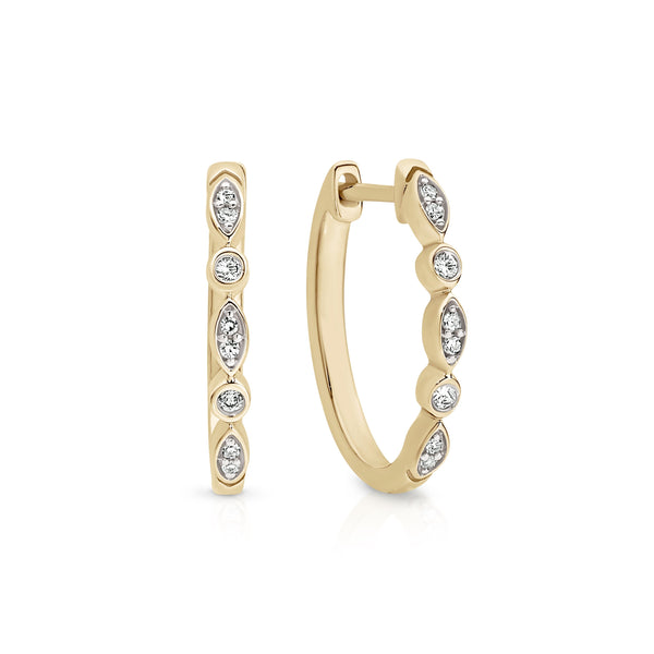 9ct 0.10ct diamond huggie earrings