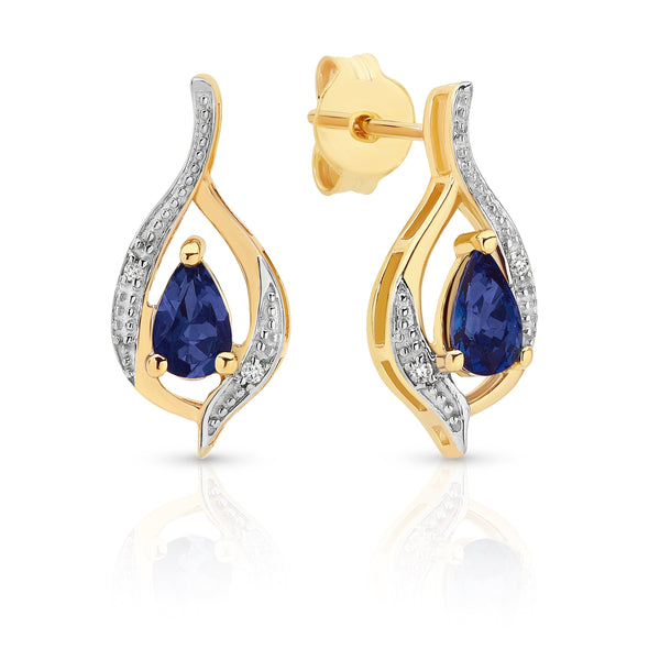 9ct sapphire & diamond earrings