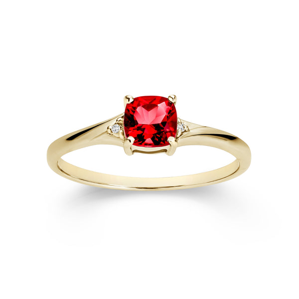 9ct gold created ruby & diamond ring