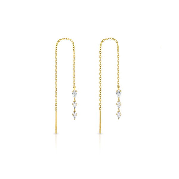 9ct gold marquise thread earrings
