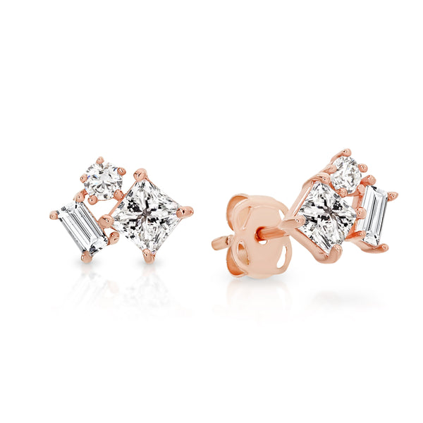 9ct rose gold scatter studs