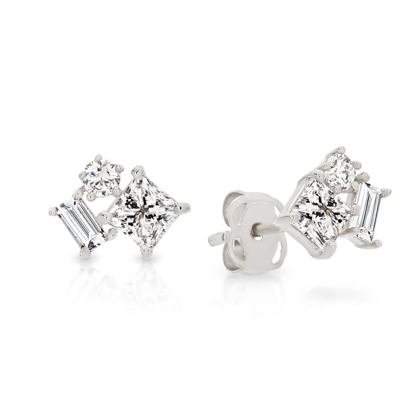9ct white gold scatter studs