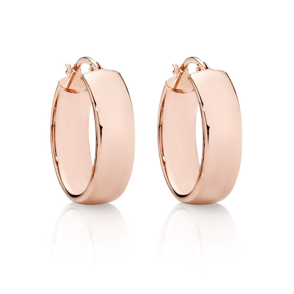9ct rose gold half round hoops (15mm)