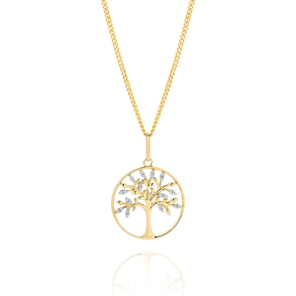 9ct 0.05ct diamond tree of life pendant