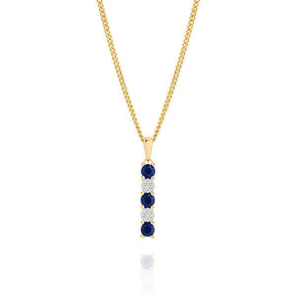 9ct blue sapphire & diamond cluster pendant