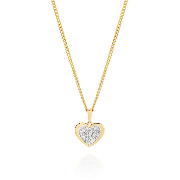 9ct 0.15ct pave heart pendant