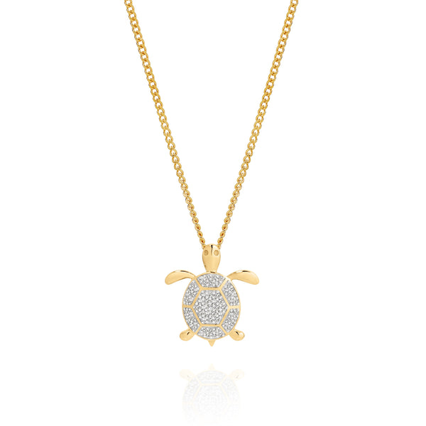 9ct 0.15ct diamond turtle pendant