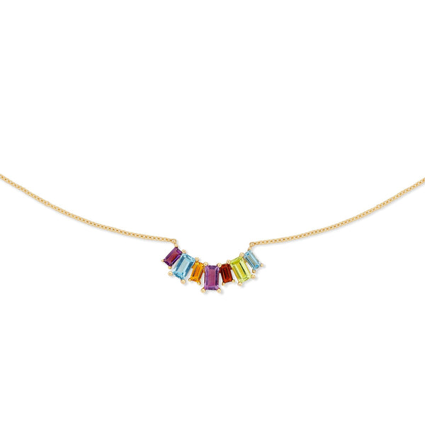 9ct multicolour gemstone necklet (inc. 9ct chain)