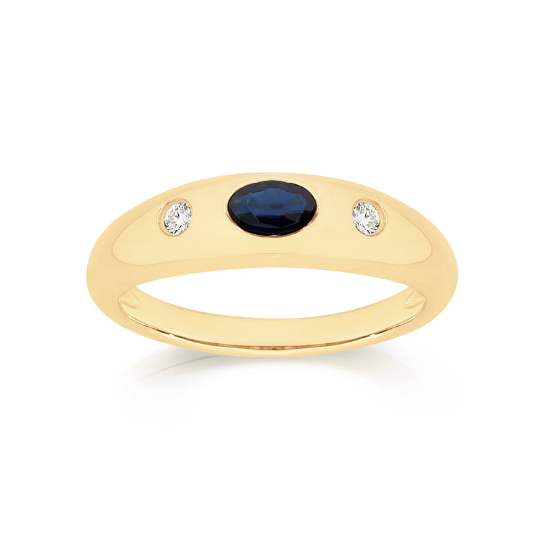 9ct blue sapphire & 0.05ct diamond ring