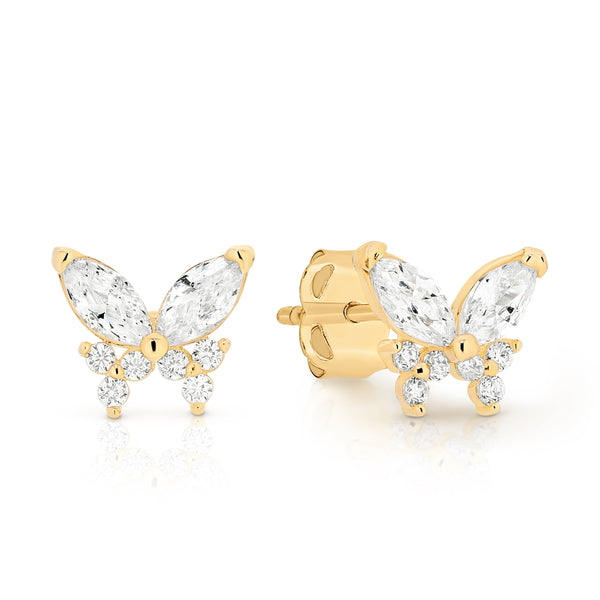 9ct cubic zirconia butterfly studs