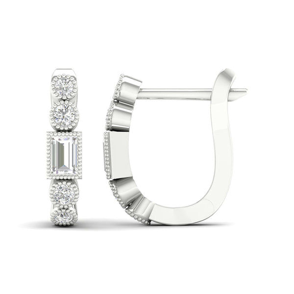 9ct White Gold 0.15ct Diamond Huggie Earrings