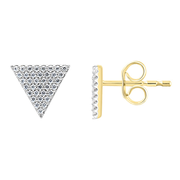 9ct Yellow Gold Diamond Triangle Stud Earrings