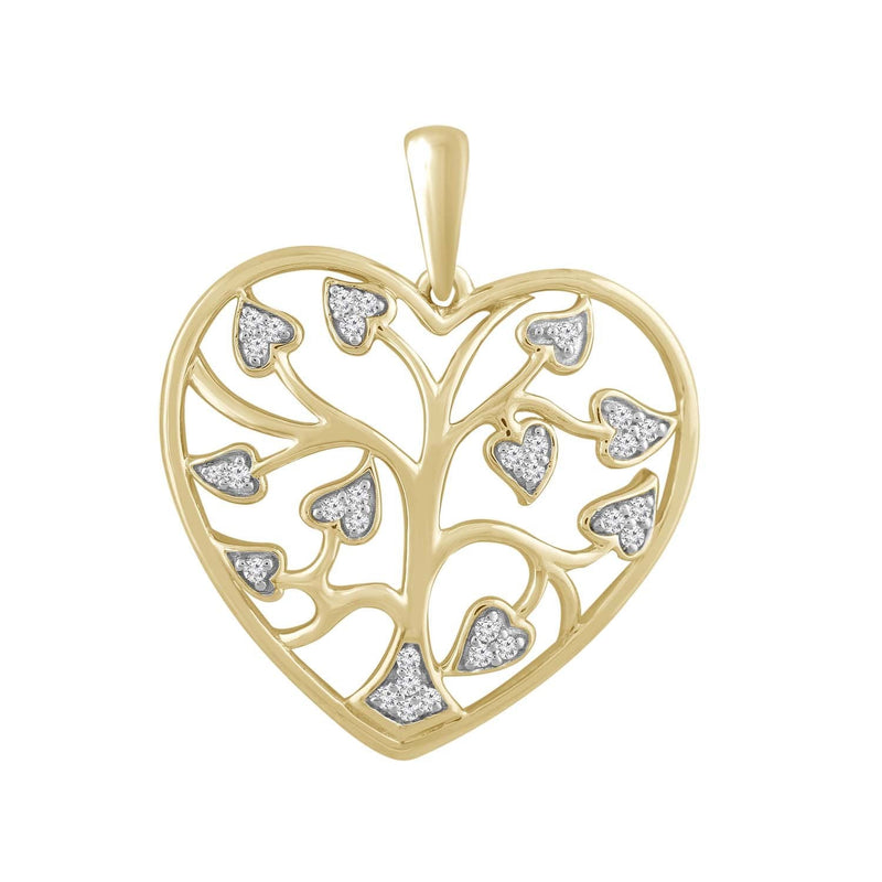 Tree Of Life Pendant with 0.1ct Diamond in 9K Yellow Gold