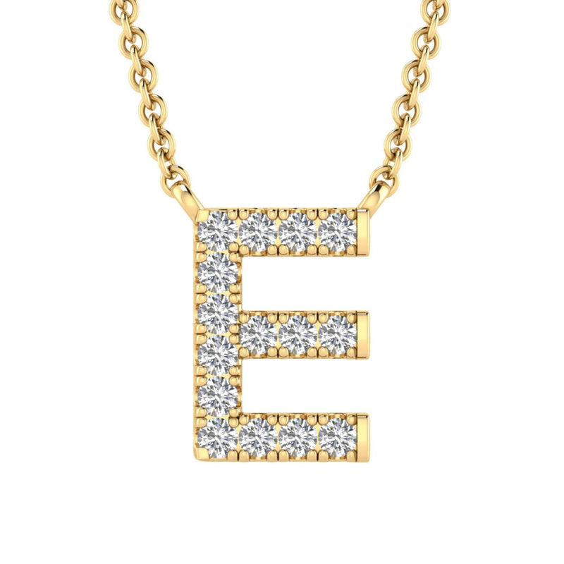 9ct Yellow Gold Diamond Initial 'E' Necklace