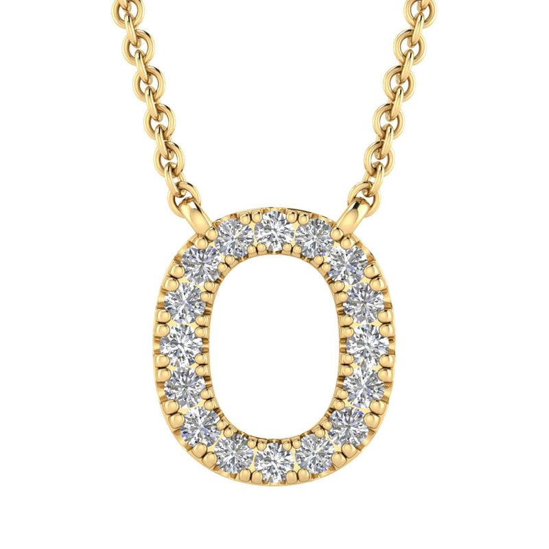 9ct Yellow Gold Diamond Initial 'O' Necklace