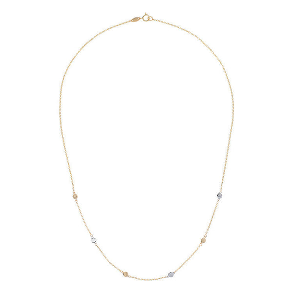 9ct Yellow Gold 2-Tone Disc Necklace 45cm
